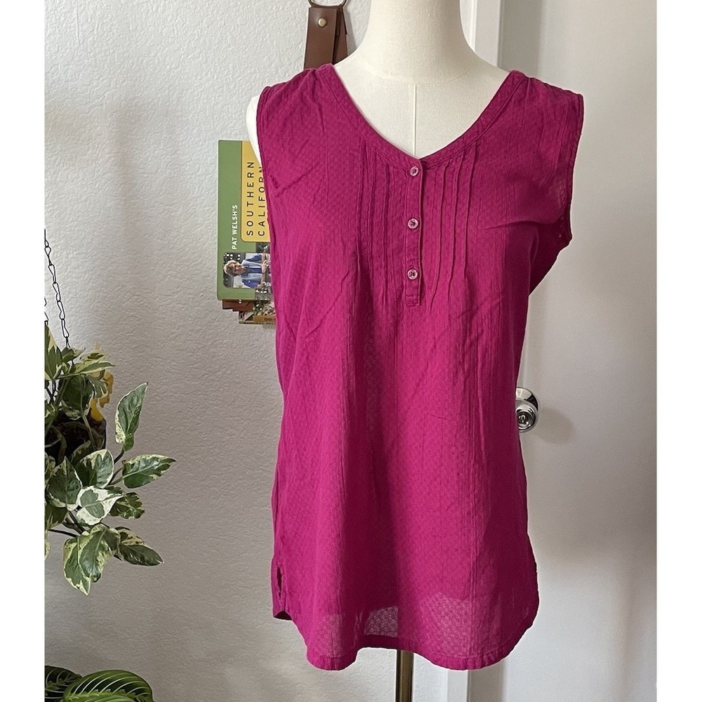 Sleeveless Blouse - V-Neck Button Front